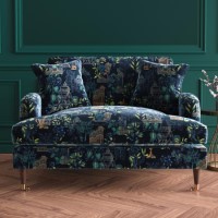 Floral Loveseat Armchair in Blue - Payton
