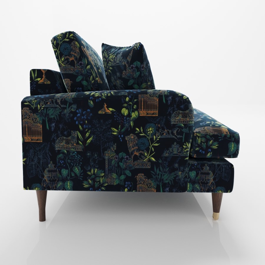 Floral Loveseat Armchair in Blue - Payton