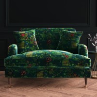 GRADE A3 - Floral Loveseat Armchair in Teal - Payton GRADE A3 - Floral Loveseat Armchair in Teal - Payton