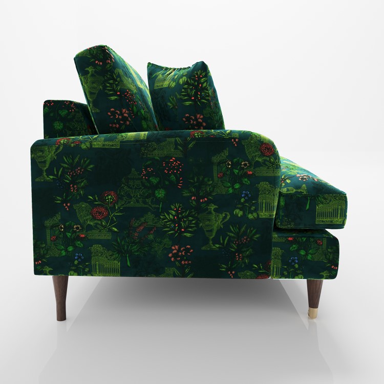 Floral Loveseat Armchair in Teal - Payton