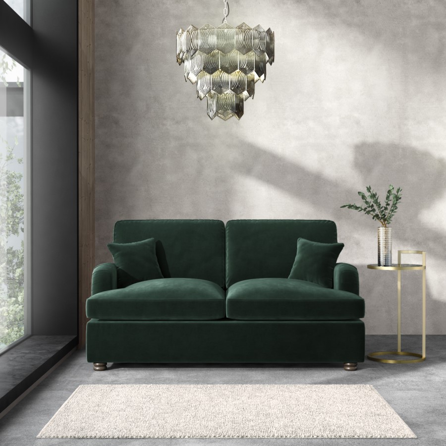 GRADE A1 - Dark Green Velvet 2 Seater Pull Out Sofa Bed - Payton