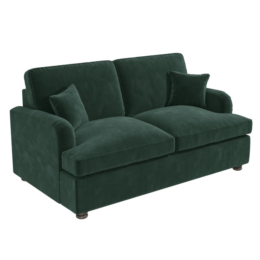 GRADE A1 - Dark Green Velvet 2 Seater Pull Out Sofa Bed - Payton