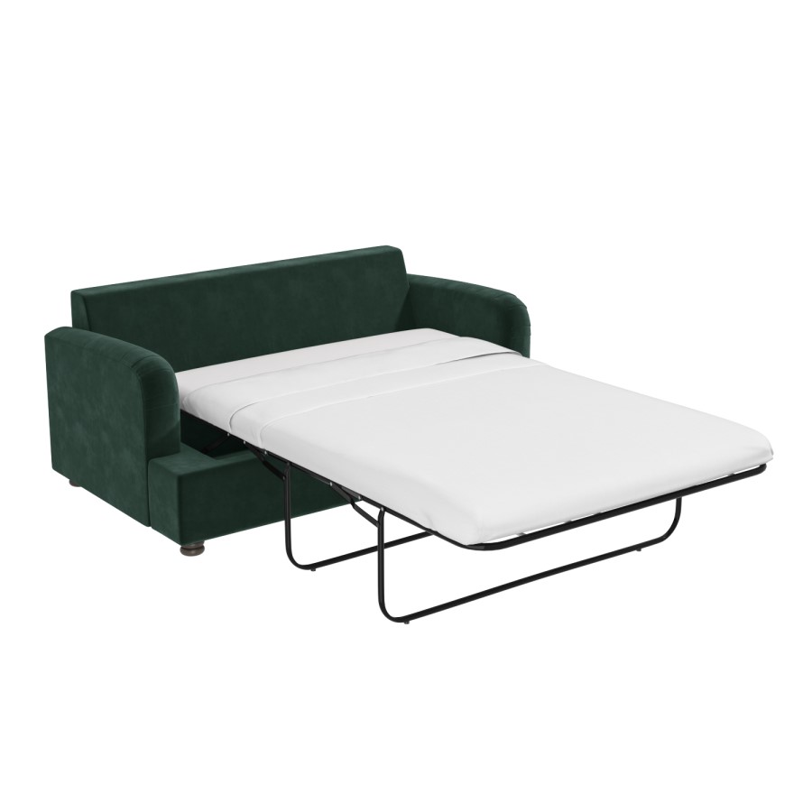 GRADE A1 - Dark Green Velvet 2 Seater Pull Out Sofa Bed - Payton