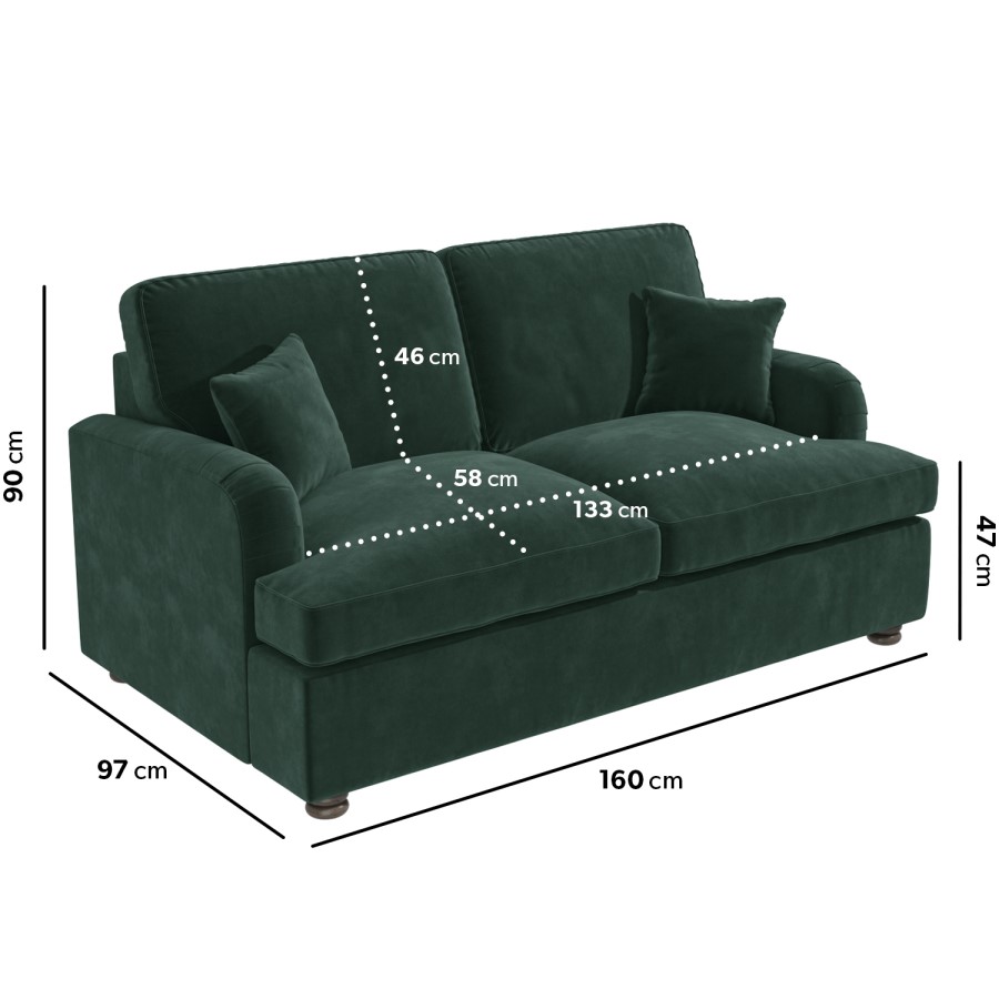 GRADE A1 - Dark Green Velvet 2 Seater Pull Out Sofa Bed - Payton
