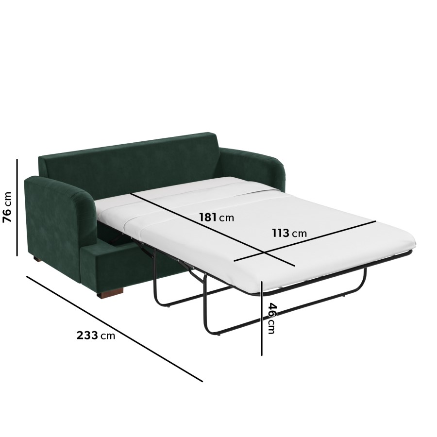GRADE A2 - Dark Green Velvet 2 Seater Pull Out Sofa Bed - Payton