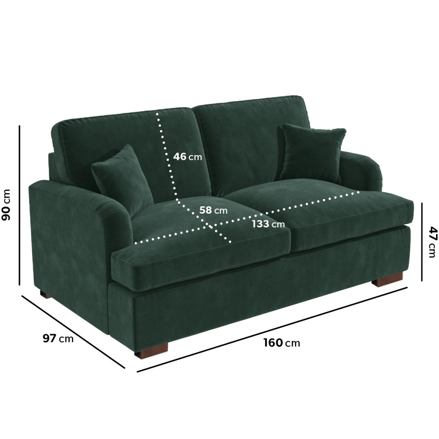 GRADE A2 - Dark Green Velvet 2 Seater Pull Out Sofa Bed - Payton