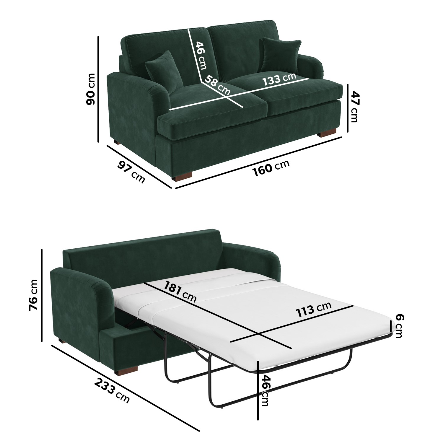 Read more about Dark green velvet pull out sofa bed seats 2 payton