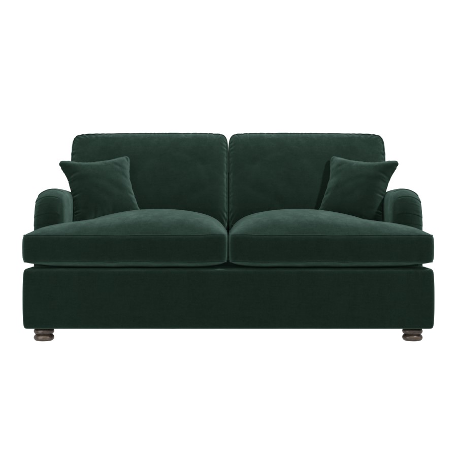 GRADE A1 - Dark Green Velvet 2 Seater Pull Out Sofa Bed - Payton