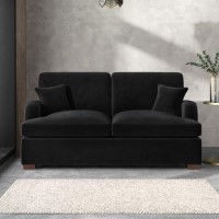 ONLY OPENED - 2 Seater Pull Out Sofa Bed in Black Velvet - Payton ONLY OPENED - 2 Seater Pull Out Sofa Bed in Black Velvet - Payton