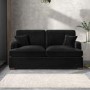 ONLY OPENED - 2 Seater Pull Out Sofa Bed in Black Velvet - Payton