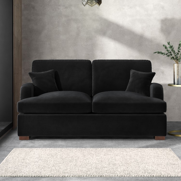 ALMOST PERFECT - Black Velvet Pull Out Sofa Bed - Seats 2 - Payton