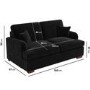 GRADE A1 - 2 Seater Pull Out Sofa Bed in Black Velvet - Payton
