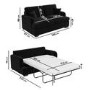 ONLY OPENED - 2 Seater Pull Out Sofa Bed in Black Velvet - Payton