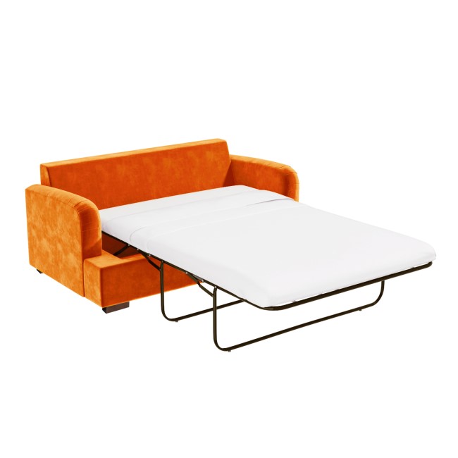 Orange Velvet Pull Out Sofa Bed - Seats 2 - Payton