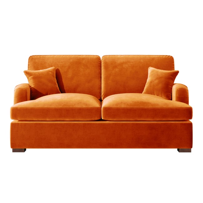 Orange Velvet Pull Out Sofa Bed - Seats 2 - Payton