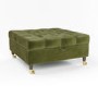 GRADE A2 - Large Olive Green Chesterfield Footstool with Storage & Wheels - Payton