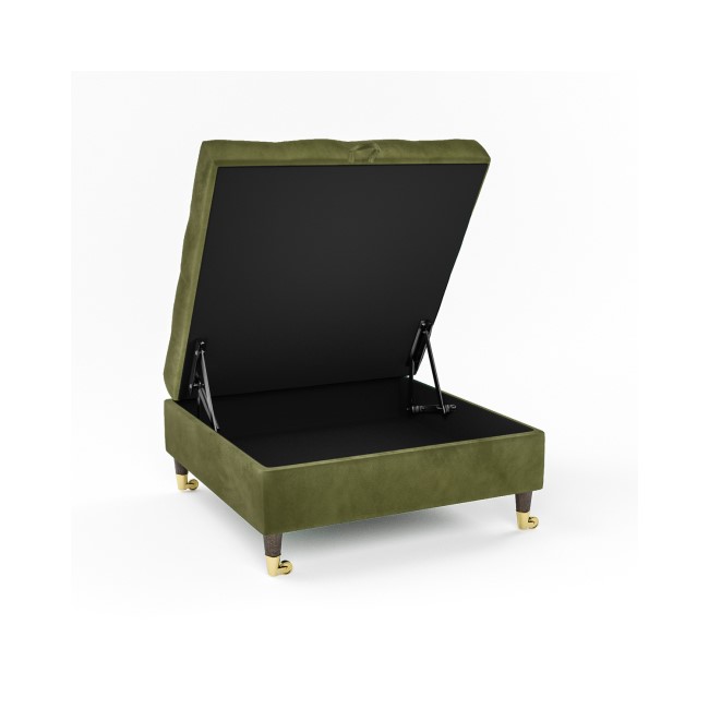 GRADE A1 - Olive Green Velvet Buttoned Ottoman Storage Footstool - Payton