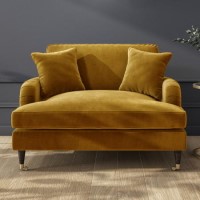 ALMOST PERFECT - Mustard Velvet Loveseat - Payton