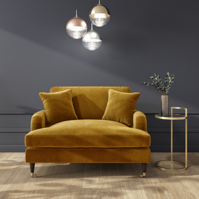 ALMOST PERFECT - Mustard Velvet Loveseat - Payton