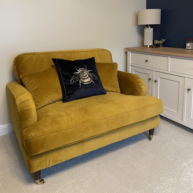 ALMOST PERFECT - Mustard Velvet Loveseat - Payton