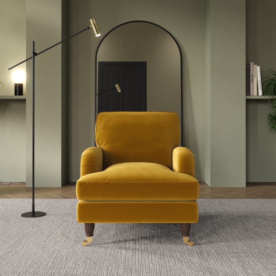 ALMOST PERFECT - Mustard Velvet Armchair - Payton