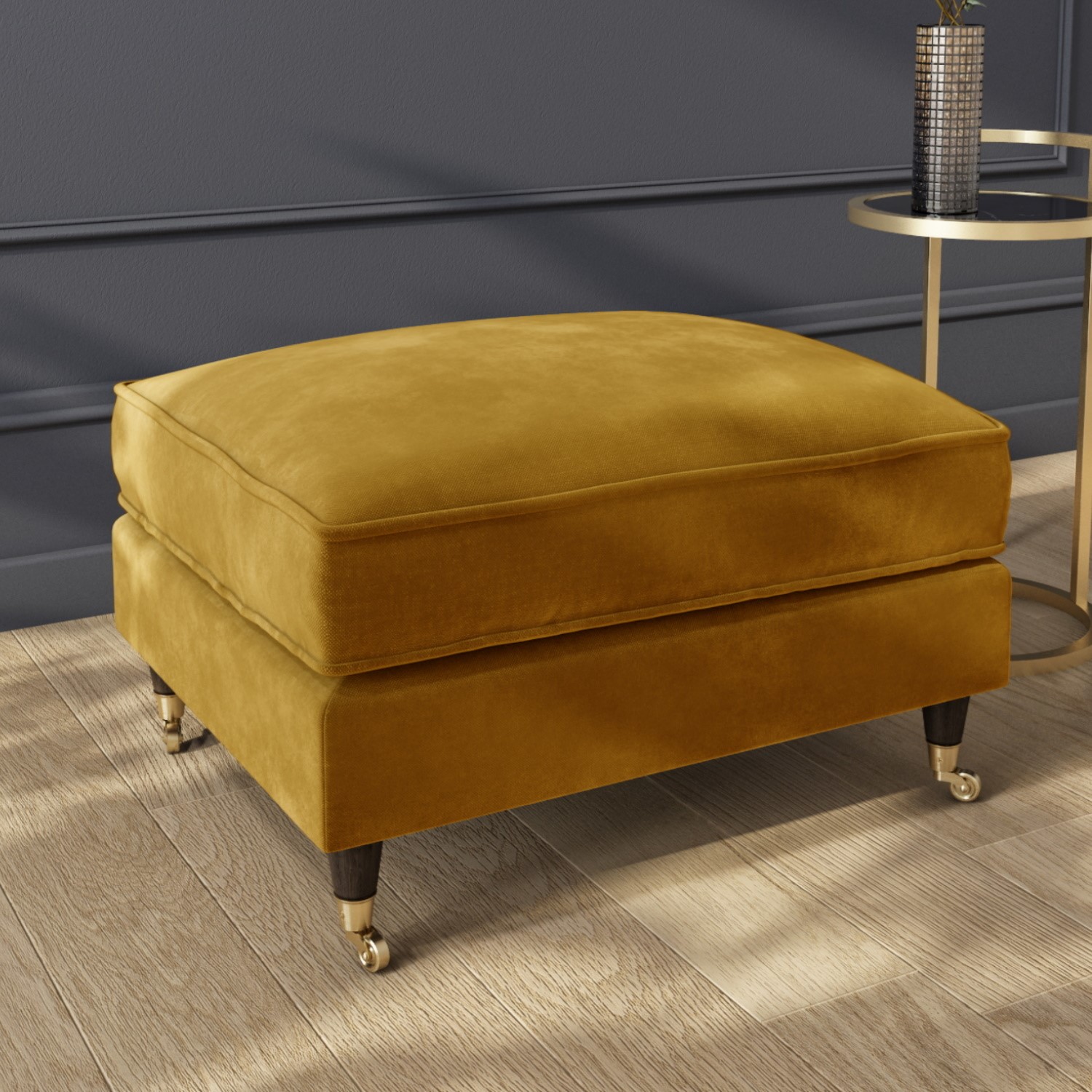 Photo of Mustard velvet footstool - payton
