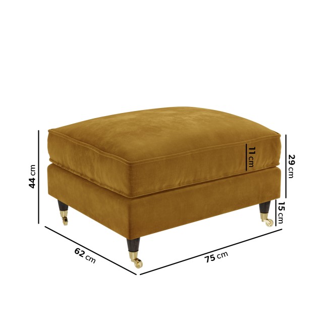 Large Mustard Velvet Footstool - Payton