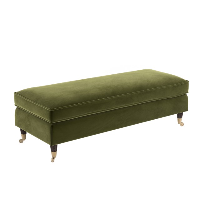 ALMOST PERFECT - Olive Green Velvet Long Footstool - Payton