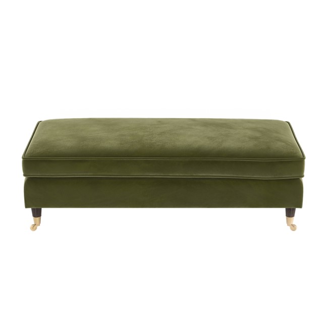 ALMOST PERFECT - Olive Green Velvet Long Footstool - Payton