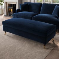 ALMOST PERFECT - Navy Velvet Long Footstool - Payton