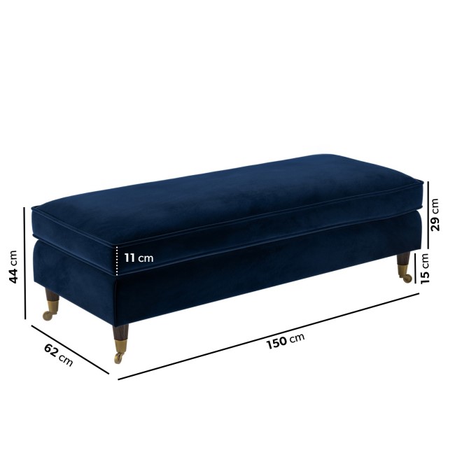 ALMOST PERFECT - Navy Velvet Long Footstool - Payton