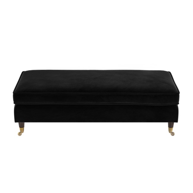 Black Velvet Long Footstool - Payton