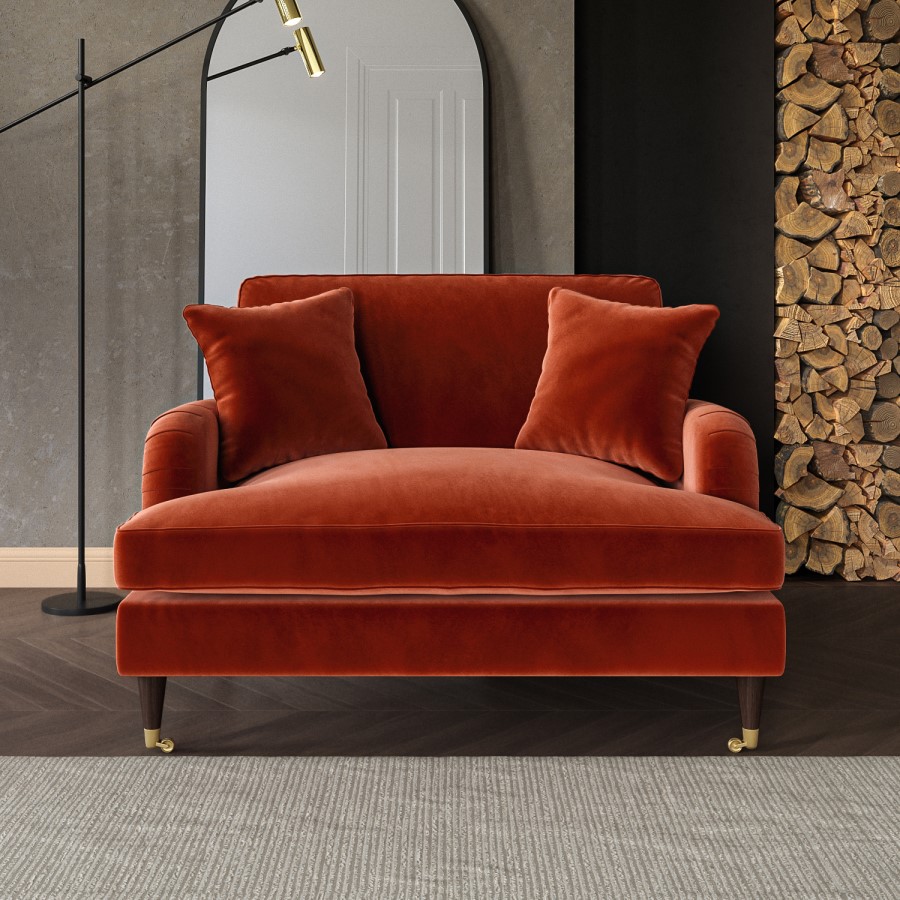 ALMOST PERFECT - Payton Orange Velvet Loveseat