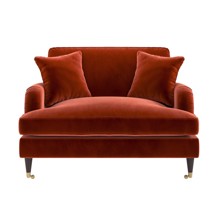 ONLY OPENED - Burnt Orange Velvet Love Seat - Payton