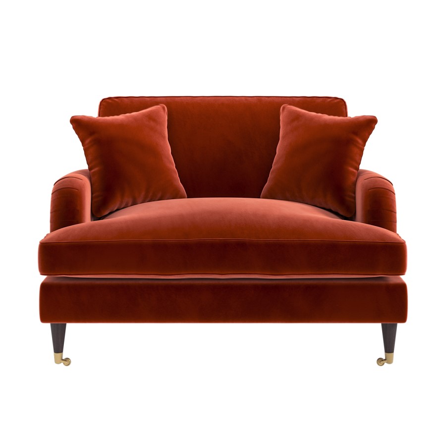 ALMOST PERFECT - Payton Orange Velvet Loveseat