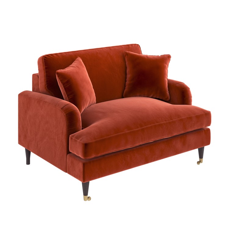 ONLY OPENED - Burnt Orange Velvet Love Seat - Payton