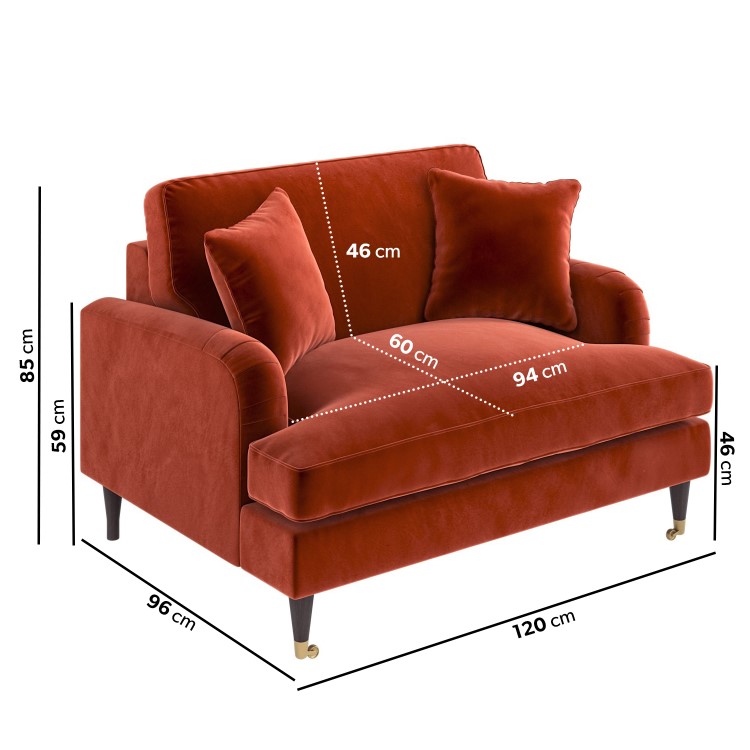 ONLY OPENED - Burnt Orange Velvet Love Seat - Payton