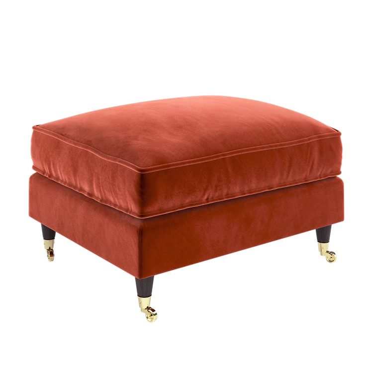 Burnt Orange Velvet Footstool - Payton