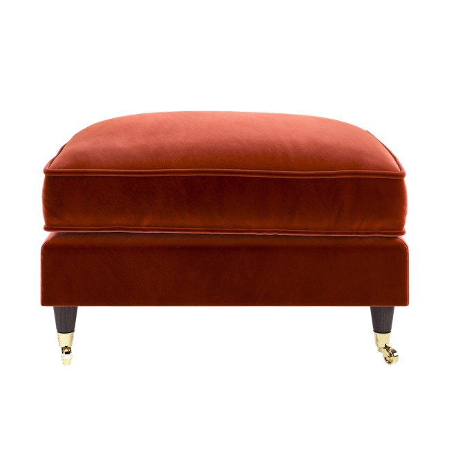 Burnt Orange Velvet Footstool - Payton