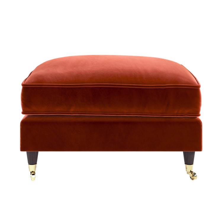 Burnt Orange Velvet Footstool - Payton