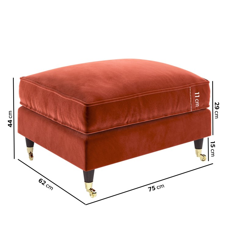 Burnt Orange Velvet Footstool - Payton