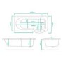 Portland Left Hand P Shaped Shower Bath - 1675 x 850 x 750mm