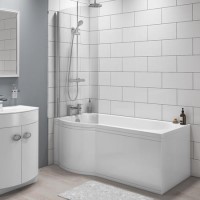 Portland Left Hand P Shaped Shower Bath - 1500 x 800 x 700mm
