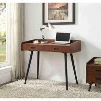Vienna Office Desk Retro Walnut with Storage - Jual Furnishings
