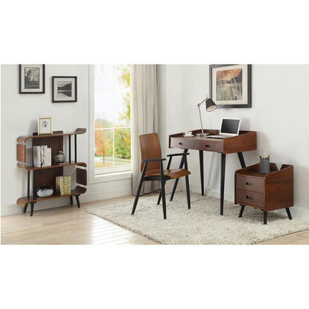 Vienna Office Desk Retro Walnut with Storage - Jual Furnishings