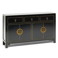 The Nine Schools Qing Oriential Black and Gilt Large Sideboard