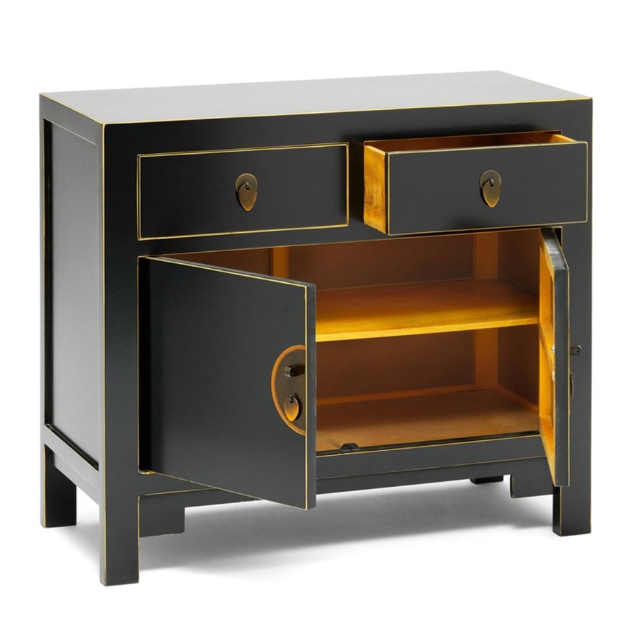 The Nine Schools Qing Black and Gilt Small Sideboard