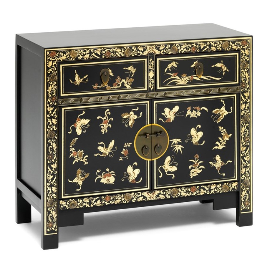 The Nine Schools Oriental Decorated Black Sideboard
