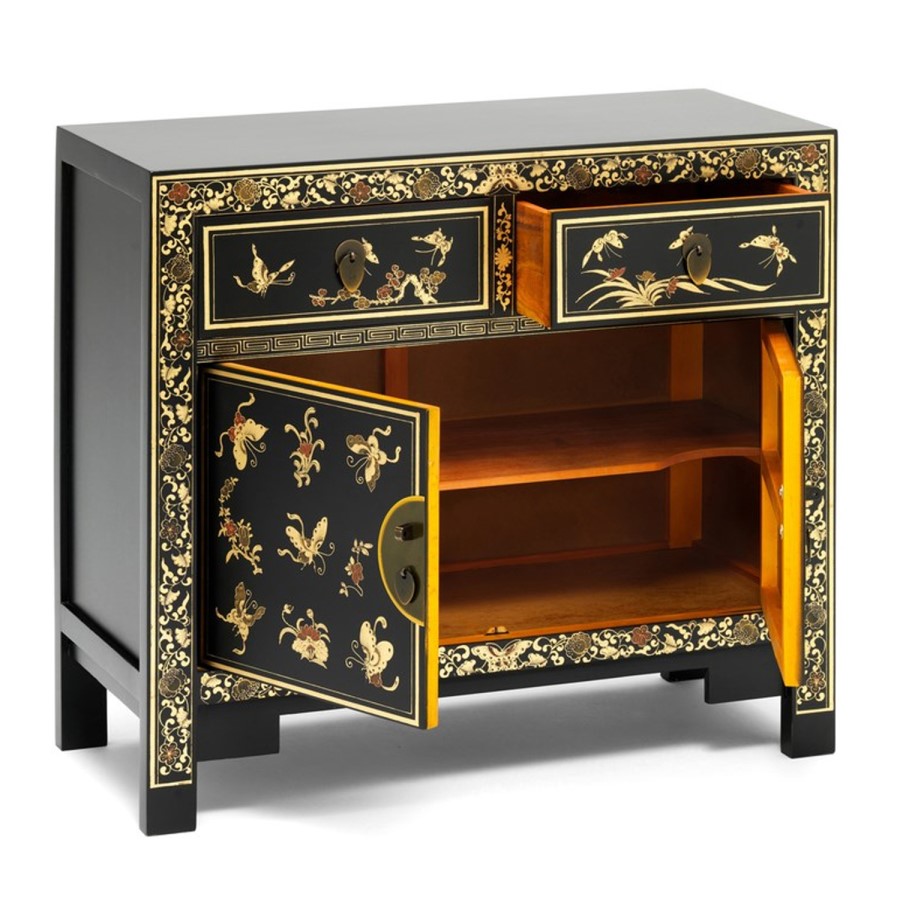 The Nine Schools Oriental Decorated Black Sideboard