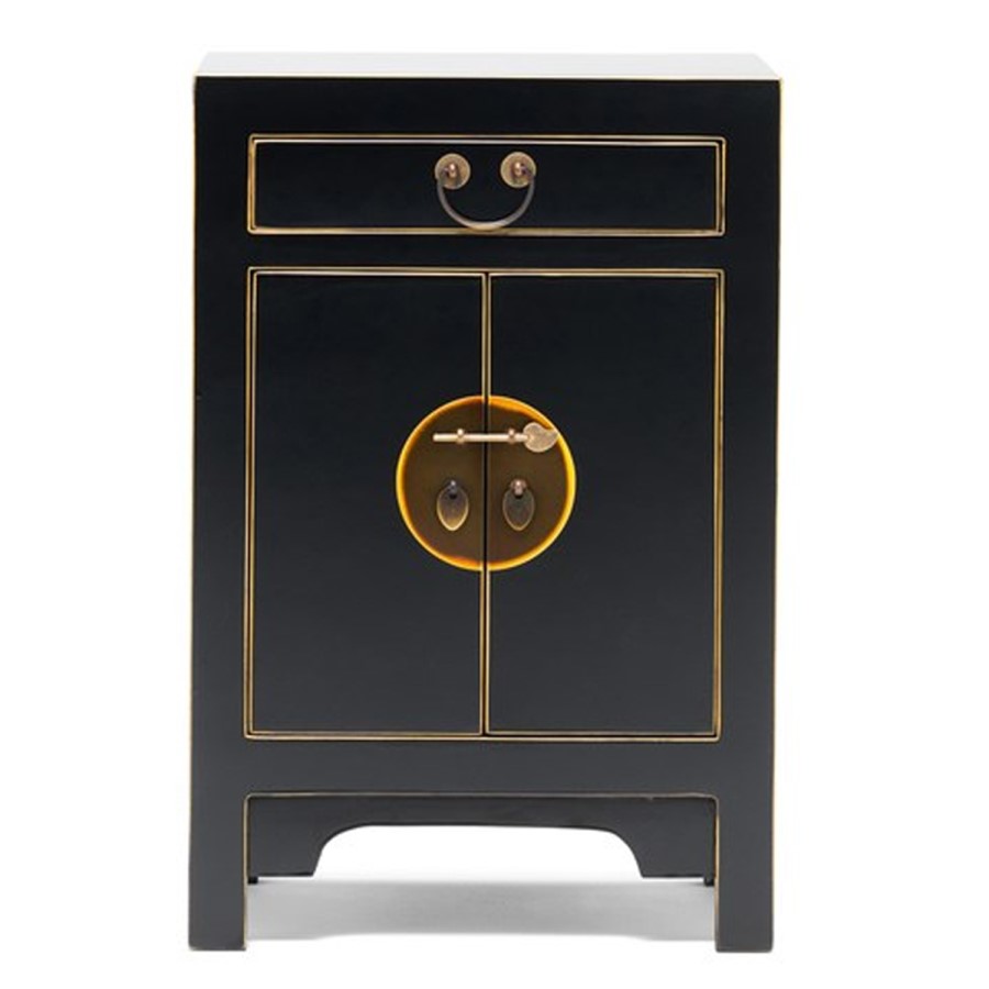 The Nine Schools Qing Oriental Black and Gilt Lamp Table